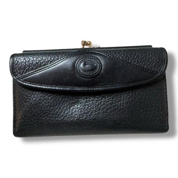 Dooney & Bourke Handbags - Vintage Dooney & Bourke All-Weather Leather kiss-lock continental wallet checkbo